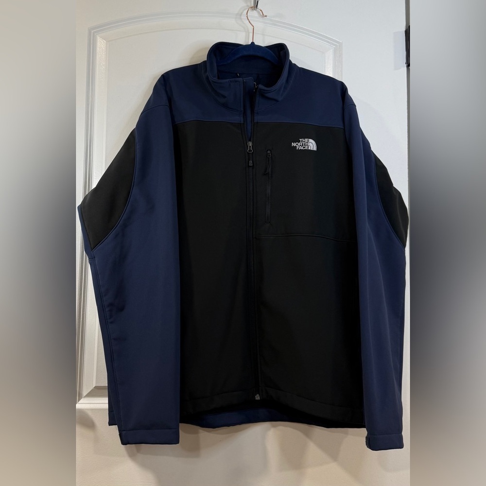 The North Face Men’s XXL Navy Black Softshell Jacket Full Zip Fleece - Picture 2 of 12
